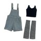 thumbnail image 5 of Mono con pechera y top en miniatura a escala 1/6, traje realista, pantalones cortos con pechera azul claro, 5 of 9