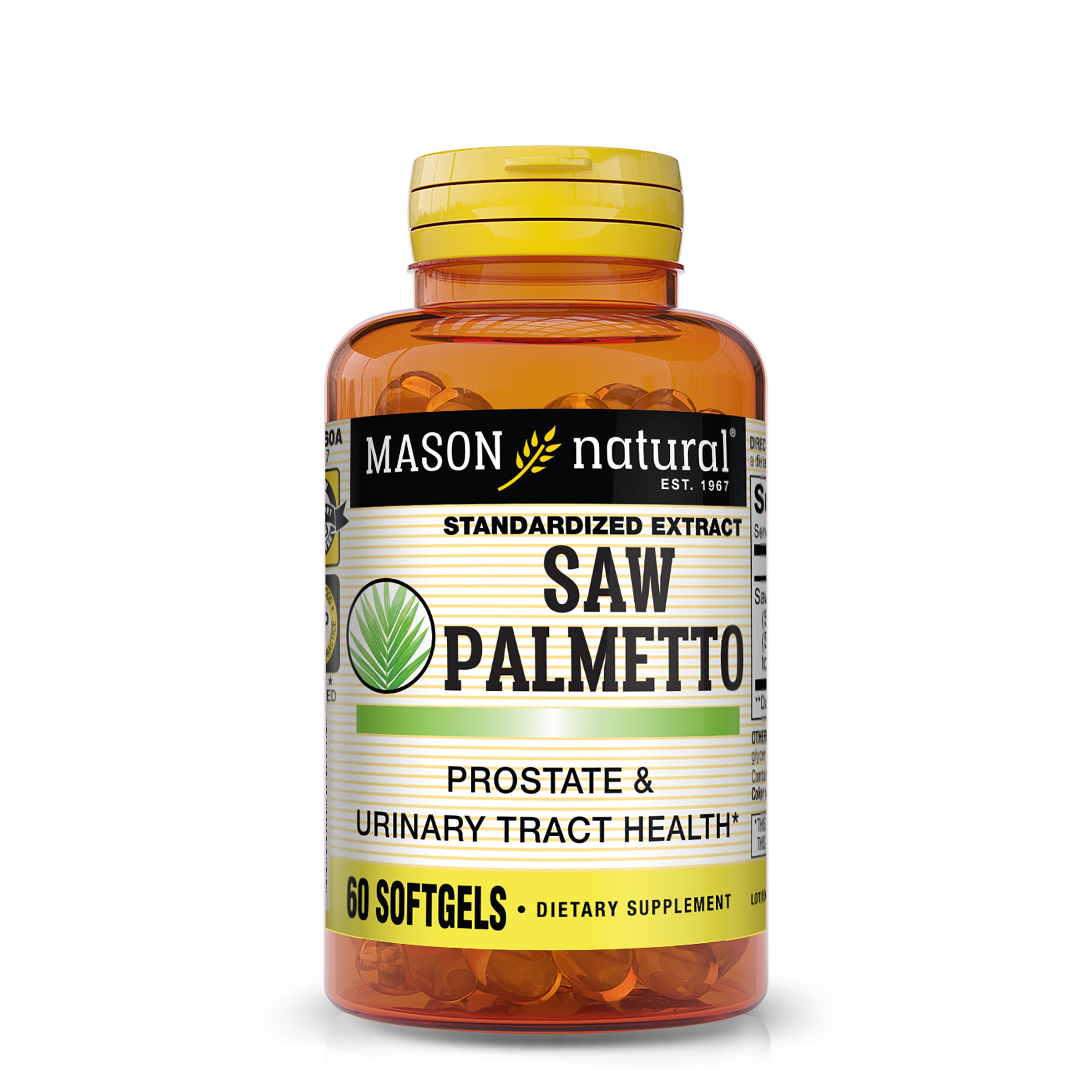 (3 pack) Mason Natural, Saw Palmetto: Prostate Health, DHT Blocker, Relieves Urinary Issues*, 60 Softgels