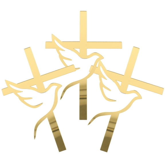 WHAMVOX Golden Acrylic Cake Cross Decor for Baptism and Weddings, EyeCatching Party Toppers, 3pcs