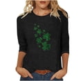 thumbnail image 2 of St. Patrick's Day Shirt for Women Flying Glitter Clovers Graphic T-Shirt 3/4 Sleeve Crewneck Soft Comfy Festival Apparel Greenery Gift, 2 of 4