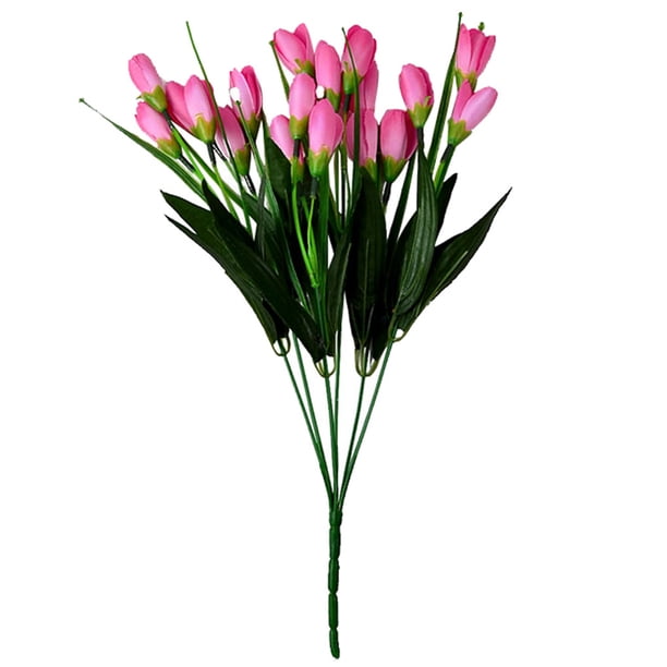 Advancent 6 tenedores 12 cabezas Tulipán Flor artificial Toque real Ramo artificial Flor falsa para la decoración de la boda Flores Decoración del hogar Flores artificiales rosa Advancent HA6720-05B