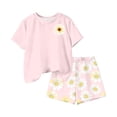 thumbnail image 6 of Amidoa Girls 2 Piece Outfits Summer Clothes Floral Print Cute Short Sleeve T-Shirt and Shorts Casual Kids Clothing Sets,Pink Size 13, 6 of 6