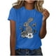 thumbnail image 4 of Camisas de Manga Corta para las Mujeres Moda Casual Impresión Cuello Redondo Suéter Tee Blusas, 4 of 4