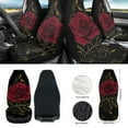 thumbnail image 2 of Yuyamidu Red Rose Front Car Seat Cover Set of 12 Soft Steering Wheel Cover Seat Belt Cover Armrest Cover Garbage Can Air Vent Pouch Rearview Mirror Cover Coasters Keychain Fit SUV Sedan Van, 2 of 7