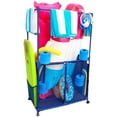 thumbnail image 2 of Essentially Yours Pool Equipment Holder with Towel Drying Bars, Mesh Rolling Double Decker Multi Use Storage Organizer Bin, Extra Large with Towel Hanger, (34.5" W x 25" L x 62.6" H), Blue Style 41856, 2 of 9