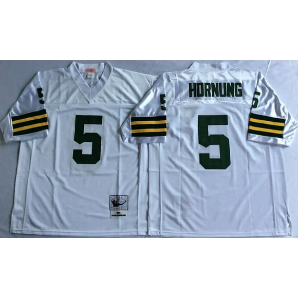 Mens Green Bay Packers Hornung #5 Vintage Football Jersey White