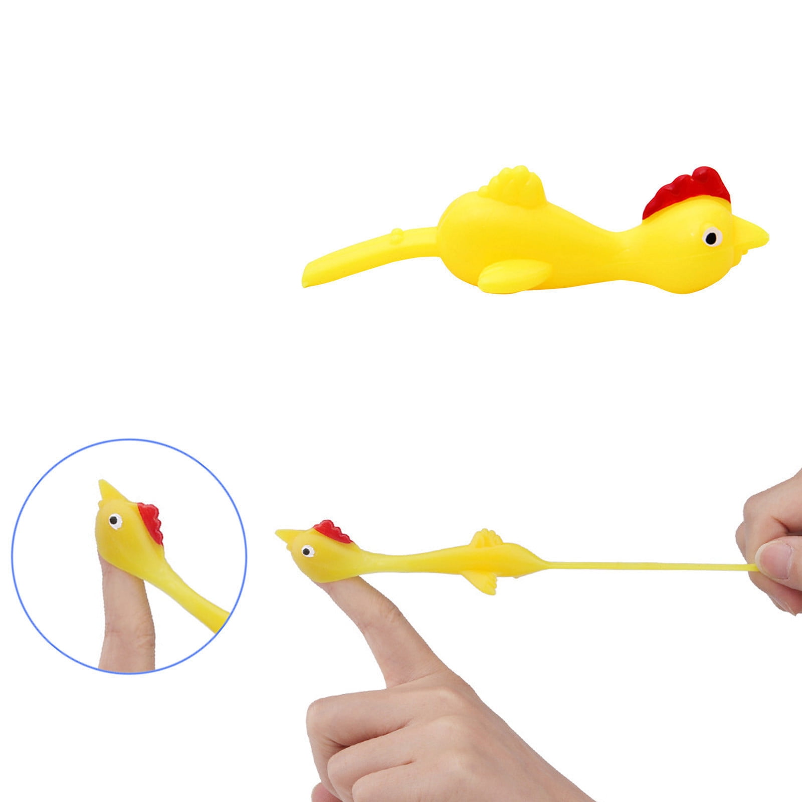 CQCYD under $5 5Pcs Sling Shot ChickenToys, Slingshot Chicken LaunchToys, Rubber Band Flying PrankToys, 48 Pack Ejection Fidget StressToys,KidsOutdoor Party CarnivalToys, Wall Ceiling Sticky FunToys