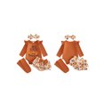 thumbnail image 2 of RUINIXCW Baby Girls Thanksgiving Outfits Flying Sleeve Letter Print Romper Turkey Print Tiered PP Shorts Headband Leg Warmers Sets, 2 of 9