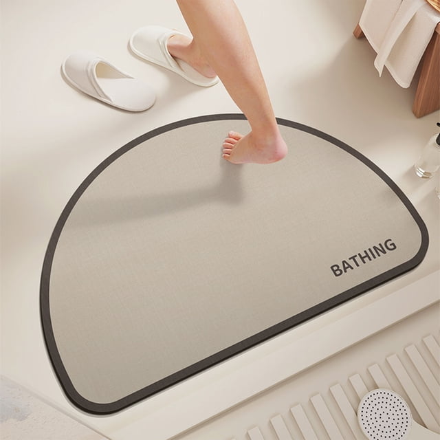 Alfombrilla absorbente de agua para baño | Alfombra de baño de goma diatomita antideslizante | Alfombrilla de puerta caqui moderna de secado rápido para inodoro de lavabo de ducha | Textura suave