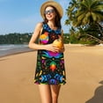 thumbnail image 2 of Ratiio Mexican Flower Traditional1 Pattern Women's Sleeveless Dress - Casual Summer Dress with Pockets, Above Knee Length, Round Neck, Ideal for Beach, Vacation, Work, 2 of 8
