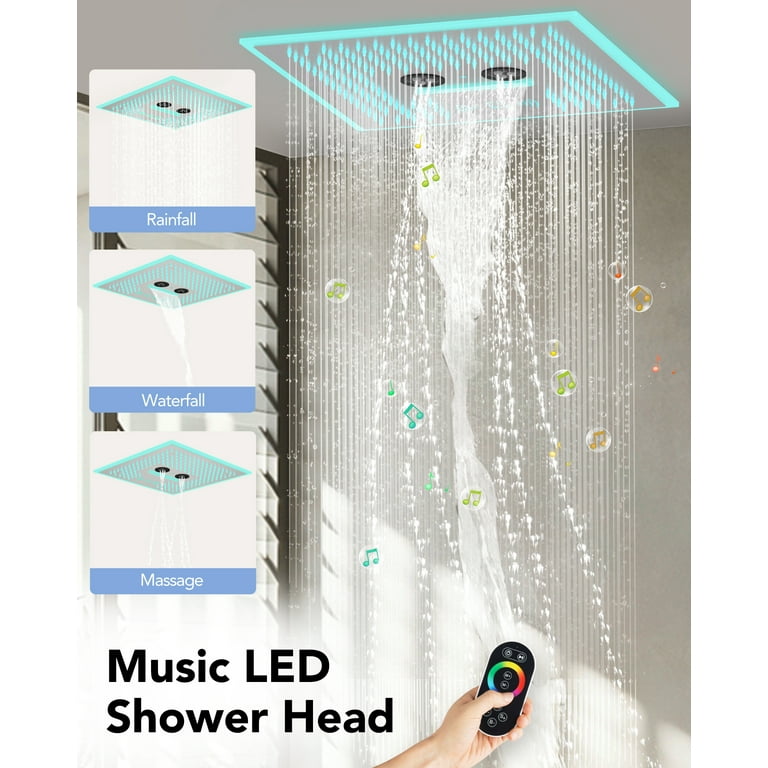 3-Spray Patterns 16 in. Ceiling Mount Rainfall Fixed Shower Head in Brushed Nickel 3-Spray Patterns 16 in. Ceiling Mount Rainfall Fixed Shower Head in Brushed Nickel