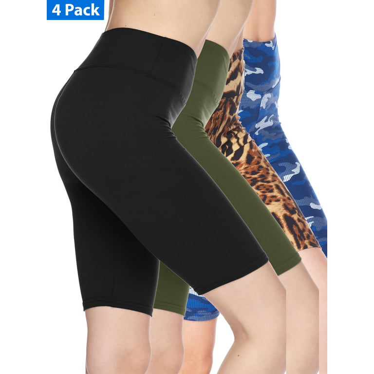 Kuda Moda 4 Pack Women 3 inch Wide Waistband Bike Short Biker Shorts  Legging Pants Sports Yoga 