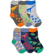 Jefferies Socks Boys Socks, 6 Pack Dinosaur Pattern Cotton Crew Socks (Little Boys & Big Boys)