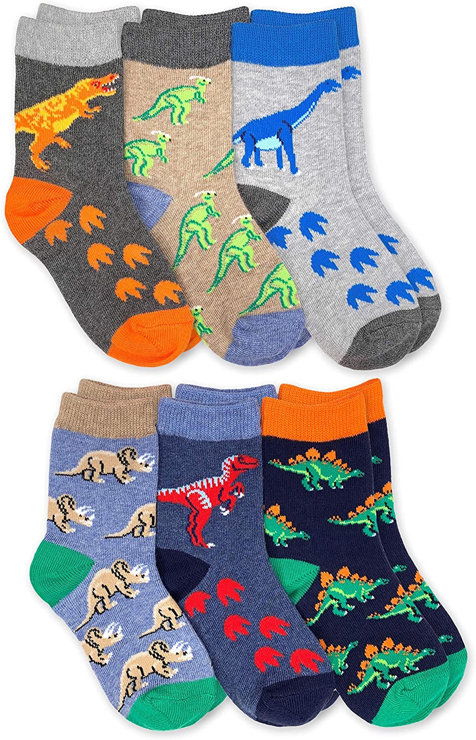 Jefferies Socks Boys Dinosaur Animal Pattern Cotton Crew Socks 9 Pair Pack
