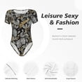 thumbnail image 6 of Uemuo Rose Flowers Pattern Women's One Piece Short Sleeve Swimsuit Rash Guard Surfing Modest Quick-drying Swimsuit Beach Essentials-Large, 6 of 9