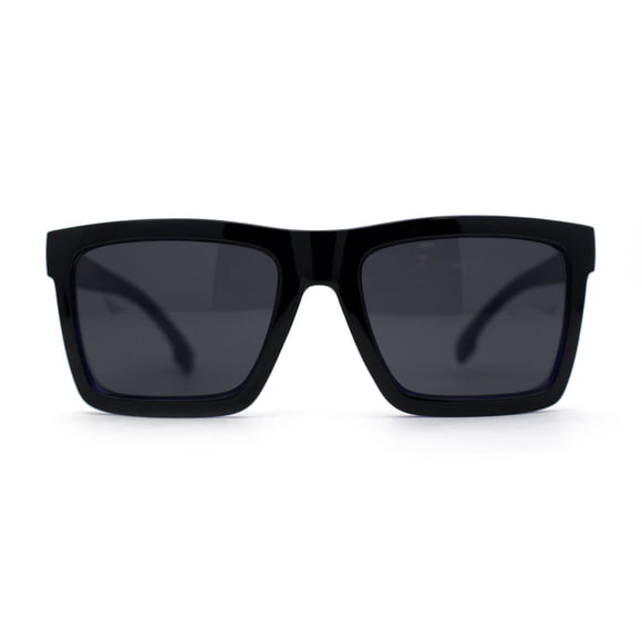 Locs Retro Horn Rim 2 Tone Mens Sunglasses Black Blue