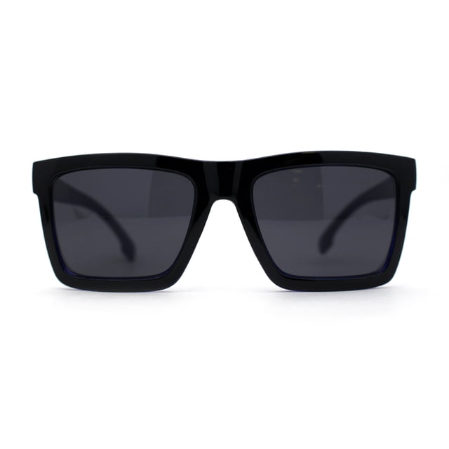 Locs Retro Horn Rim 2 Tone Mens Sunglasses Black Blue