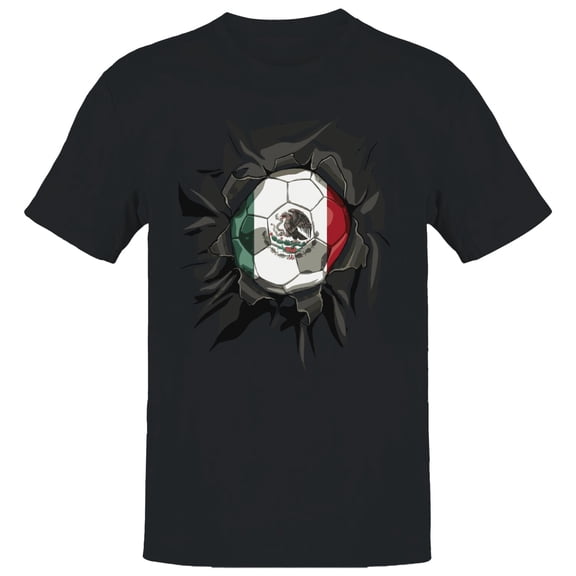 Mexico Soccer Ball Ripped Men's Black T-shirt