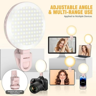 Quntis Selfie Light for Phone, 800Mah Rechargeable Led Selfie Light Clip On, 3 Adjusted Modes 10 Brightness Levels Selfie Light for Phone Camera Laptop Makeup Video Conference TikTok