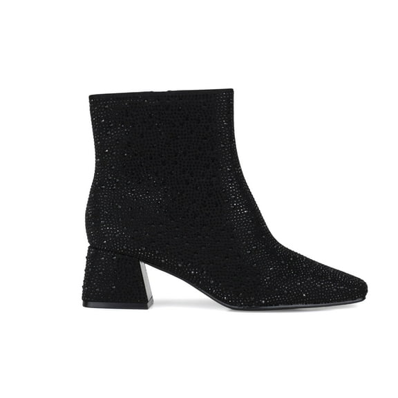 Lady Couture BRAVO Rhinestone Block Heel Bootie, Black, 10