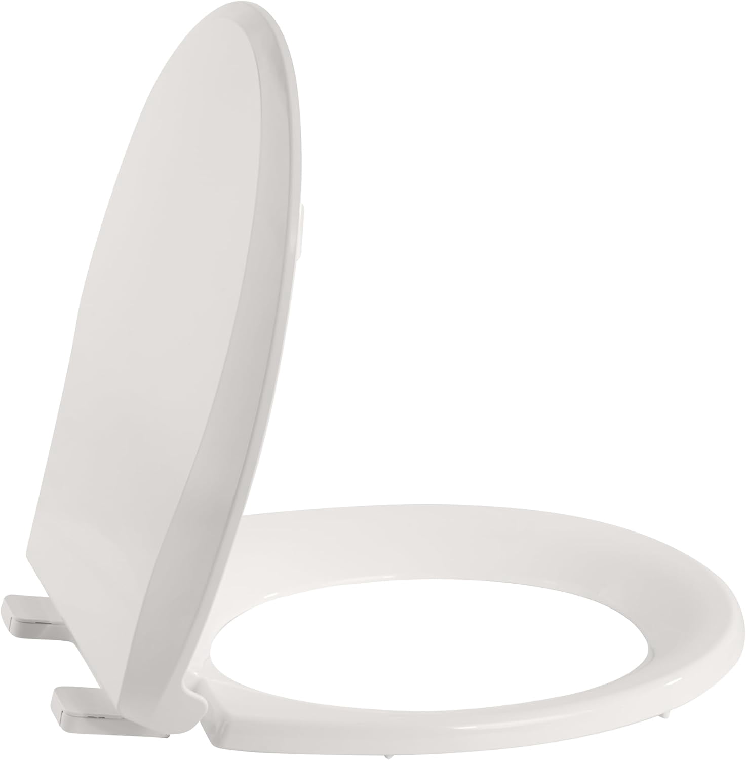 Durable Round Toilet Seat with Soft Close, Easy Install, Fits Most Round Toilets, White, Quiet Closure, Stain & Scratch Resistant (17", Biscuit)