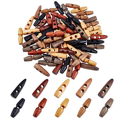 20pcs/set Wooden Horn Toggle Buttons Mixed Wood Oval Button Sewing
