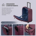 thumbnail image 4 of VERAGE Underseat Carry on Luggage with Wheels & USB Port, Bag for Airlines, Lightweight Suitcase for Men Women, Pilots and Crew, Grape red (16-Inch), 4 of 7