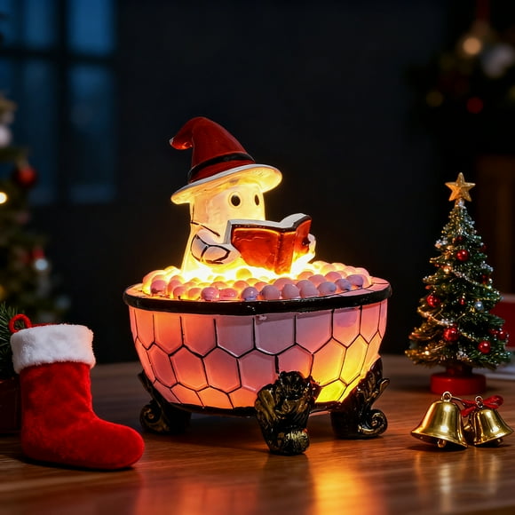 Qiulaii 2pcs Rechargeable Ghost Bubble Bath Lamp with Floating Effect, Color-Changing LED Night Light for Halloween Decor, Spooky Room Ambiance, USB Powered Touch Sensor