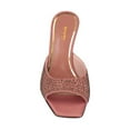 thumbnail image 3 of XYD Women Shiny Rhinestones Open Square Toe Mules Slip on Studded Mid Thin Heels Dress Fashion Slide Sandals Size 12.5 Pinkish-brown, 3 of 4