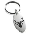 thumbnail image 1 of Stainless Steel Ornament Reindeer Engraved Small Oval Charm Keychain Keyring, 1 of 1