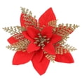 thumbnail image 2 of 1 Five-Pointed Pine and Cypress Leaf Artificial Flower Red Glitter Flowers Tree Ornaments Flowers Artificial Flowers Decorations Wedding Tree New Year Ornaments Wreath Decoration, 2 of 4