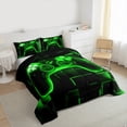thumbnail image 3 of Gamer Comforter Set Twin,Gaming Bedding,Video Games Gamepad Bedding Comforter Sets Neon Glowing Square Geometric Grid Green Bedroom Decor Duvet Insert, 3 of 7