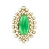 Ross-Simons Jade Pendant With 3-4mm Cultured Pearls in 18kt Gold Over Sterling for Female, Adult