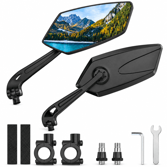 Hlieoar 2 Pack Bike Mirrors, eBike Mirrors for Handlebars, 360° Adjustable Safety Bicycle Rear View Mirrors, Scratch Resistant Glass Lens, Bicycle Universal Fit Accessories