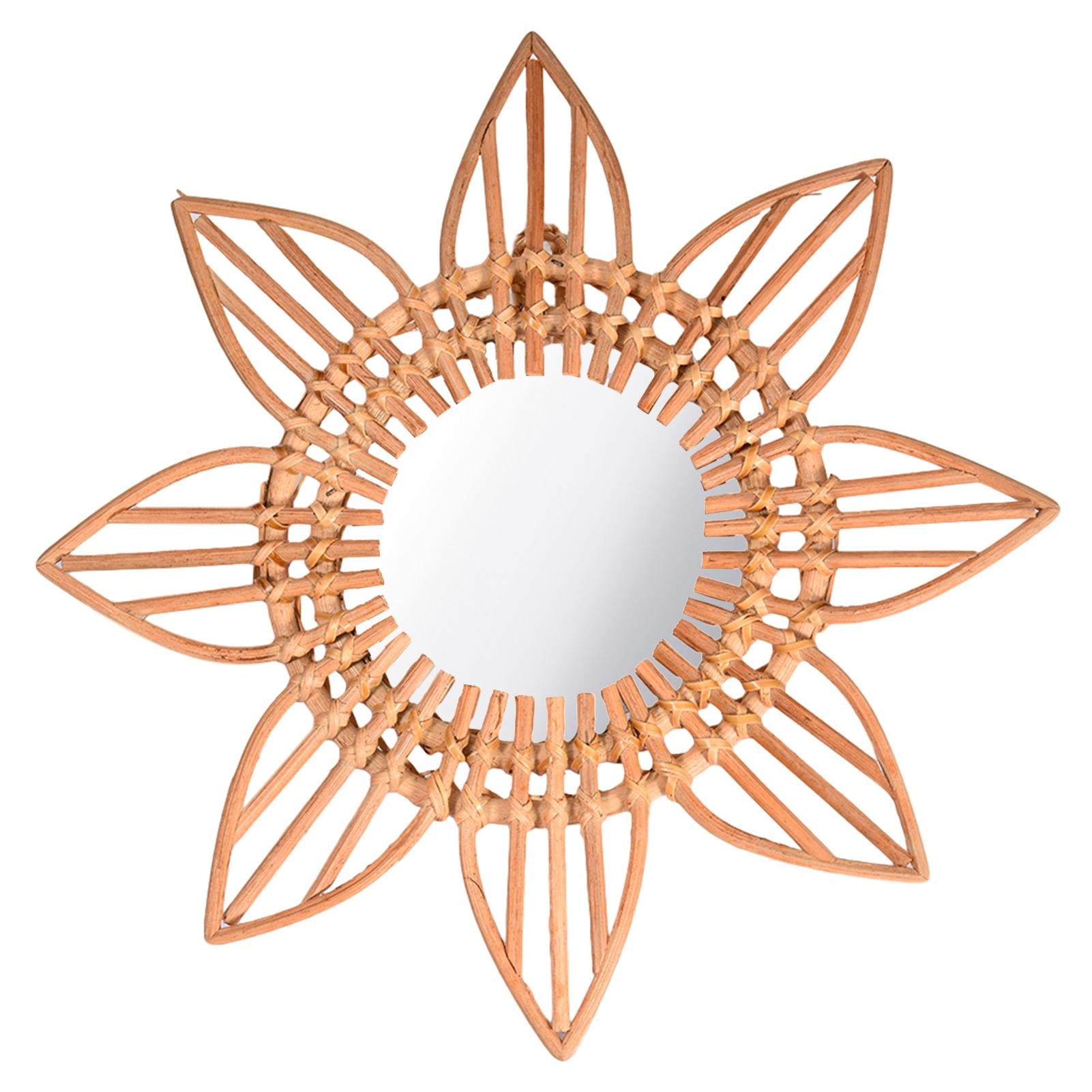 Rattan Flower Wall Mirror Decorative for Living Room Bathroom Walmart