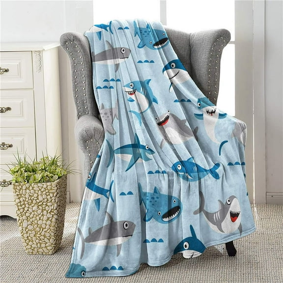 Shark Blanket for Boys Girls, Soft Plush Kids Throw Blanket Shark Gift for Shark Lovers Flannel Fleece Blanket Decor for Boys Room 50X40 Inch