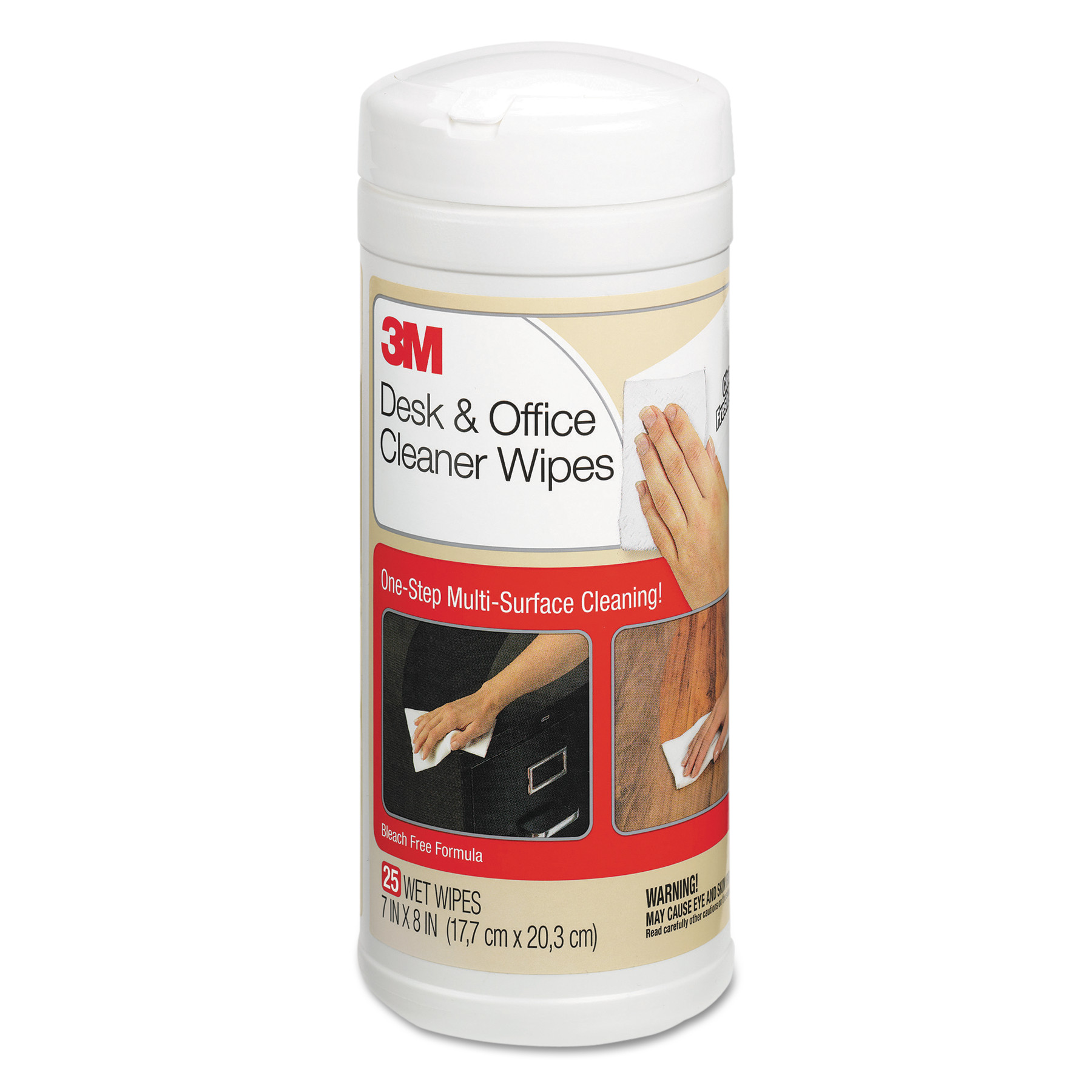 3M Desk & Office Cleaner Wipes, Cloth, 7 x 8, 25/Canister