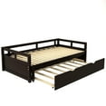 thumbnail image 5 of Harper & Bright Designs Wooden Extending Daybed with Trundle for Bedroom, Espresso, 5 of 12