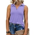 thumbnail image 2 of Women's Plus Size Summer Tops Flowy Sleeveless Shirts Trendy V Neck Polo Tank Purple 2X, 2 of 6