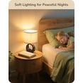 thumbnail image 2 of EDISHINE 13.4" Wood Table Lamp, Small Bedside Lamp with Beige Linen Lampshade & ON-Off Switch, E26 Base, Modern Nightstand Lamp for Living Room, Bedroom, Dark Walnut, 2 of 7
