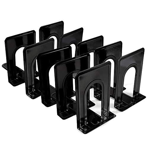 Book Shelf Holder for Home Office Decorative Heavy Duty Book Ends for Books/Movies/CDs Metal Bookends to Hold Books 2 Pair/ 4 Piece Black 6.5 x 5 x 5.7 in 
