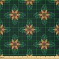 thumbnail image 2 of Ambesonne Garden Art Fabric by the Yard Microfiber, Ornate Flower Design, 2 Yards, Apricot Ruby Dark Green, 2 of 2