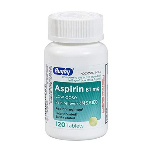 Rugby Low Dose Aspirin Tablets, 81mg, 120 Ea