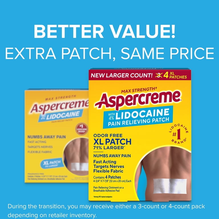 Aspercreme Lidocaine XL Pain Relief Patch, 4% Max-Strength photo 2