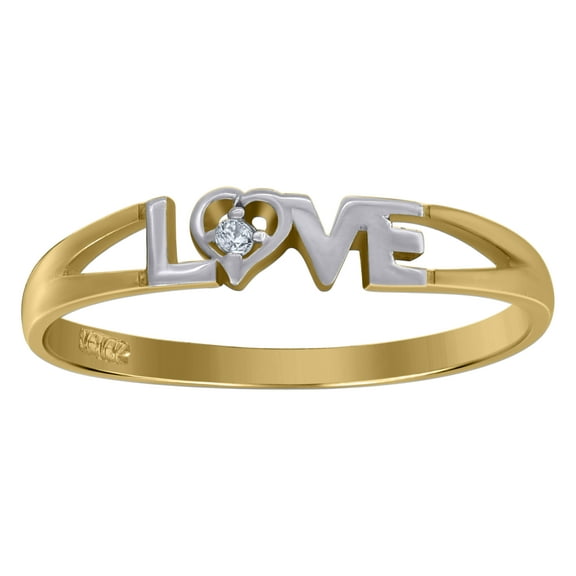 10kt 10k Two-Tone Gold Womens Round Cubic Zirconia Love Band Ring