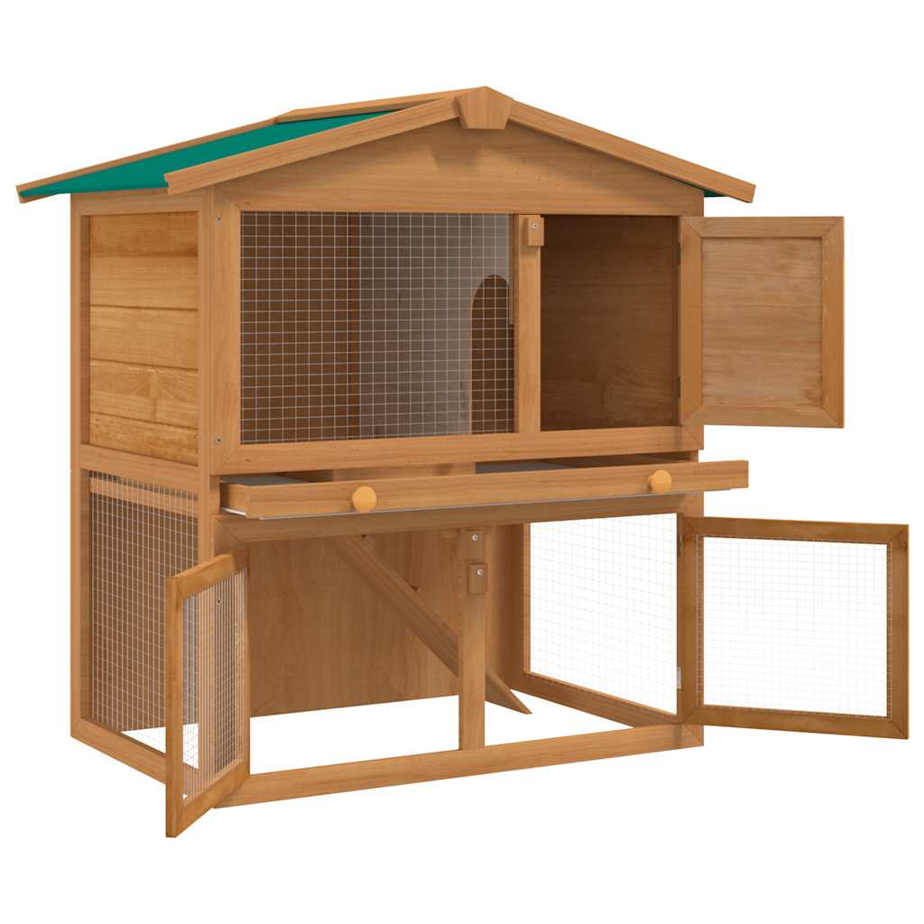 vidaXL Rabbit Hutch Bunny Cage with Pull Out Tray Pet House Solid Pine Wood