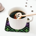 thumbnail image 5 of Lsque Mardi Gra Geometric Pattern 4" Drink Coasters Set of 4, PVC Leather Absorbent Coasters, Table Coaster Set Decorative Coffee Cup Coasters Housewarming Gift -Square, 5 of 6