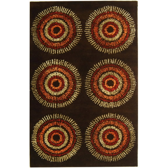 SAFAVIEH Soho Leanne Geometric Wool Area Rug, Brown/Gold, 7'6" x 9'6"