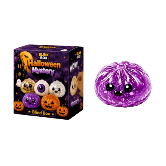 Halloween Dumpling Squishy Blind Box,Glitter Stress Relief Squeeze Balls, Mystery Surprise Fidget Toy for Halloween Party Favors