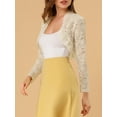 thumbnail image 5 of INSPIRE CHIC Women's Floral Lace Sheer Open Front Bolero Shrug Cropped Cardigan L Khaki, 5 of 7